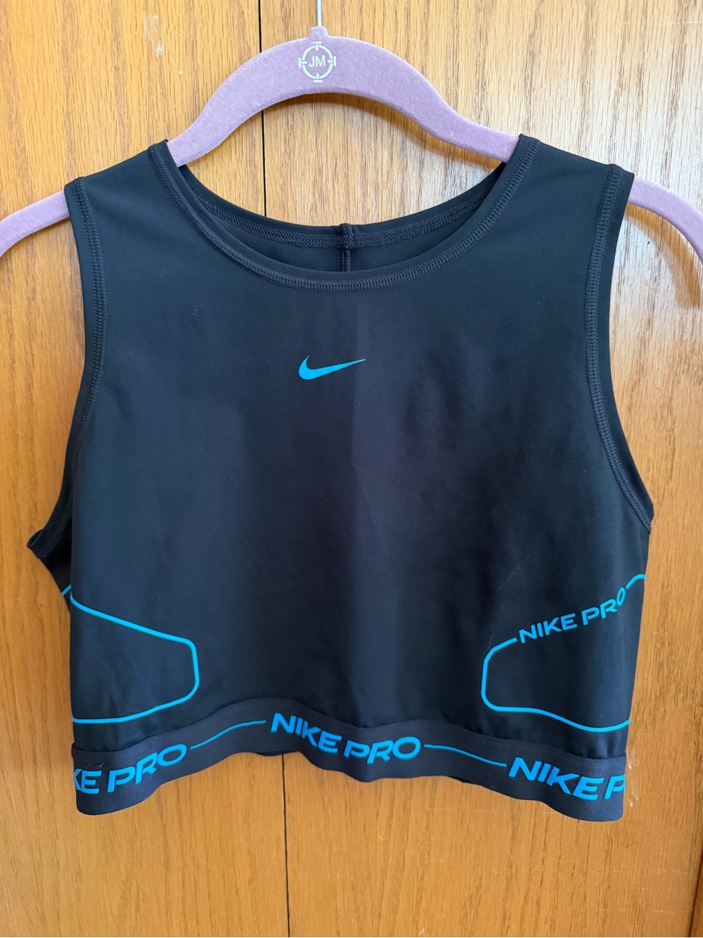 Nike Black Dri-FIT Performance Crop Tank with Teal Logo